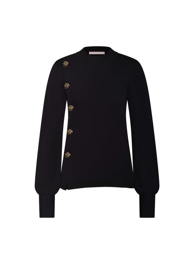 Studio Anneloes Lovis button pullover - black