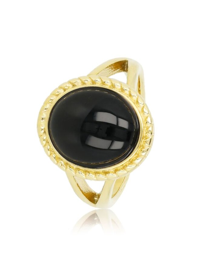 My Bendel gouden vintage ring met onyx edelsteen