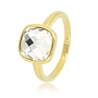My Bendel gouden ring met grote facet witte kirstal glassteen