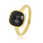 My Bendel gouden ring met grote facet zwart glassteen