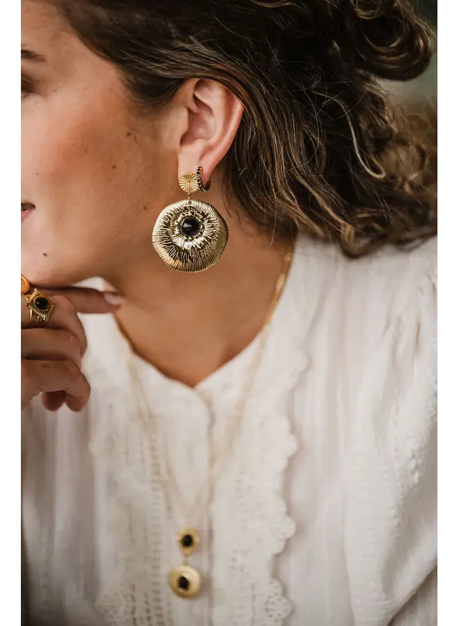 By shir luxe party agaat oorbellen - goud