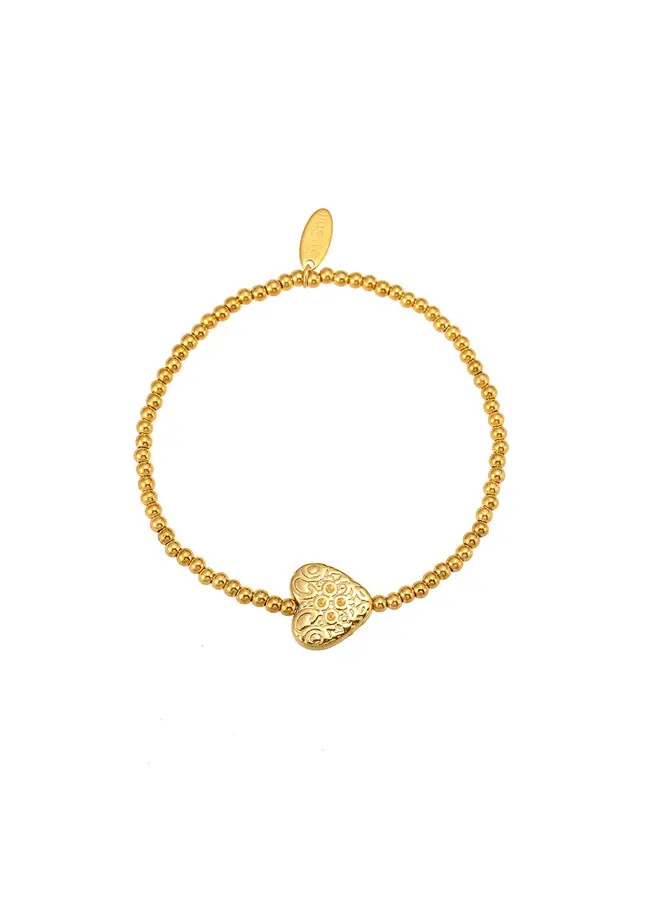 By shir gouden elastische hart armband-goud