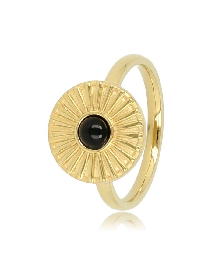 My Bendel gouden zonnetje ring - onyx edelsteen
