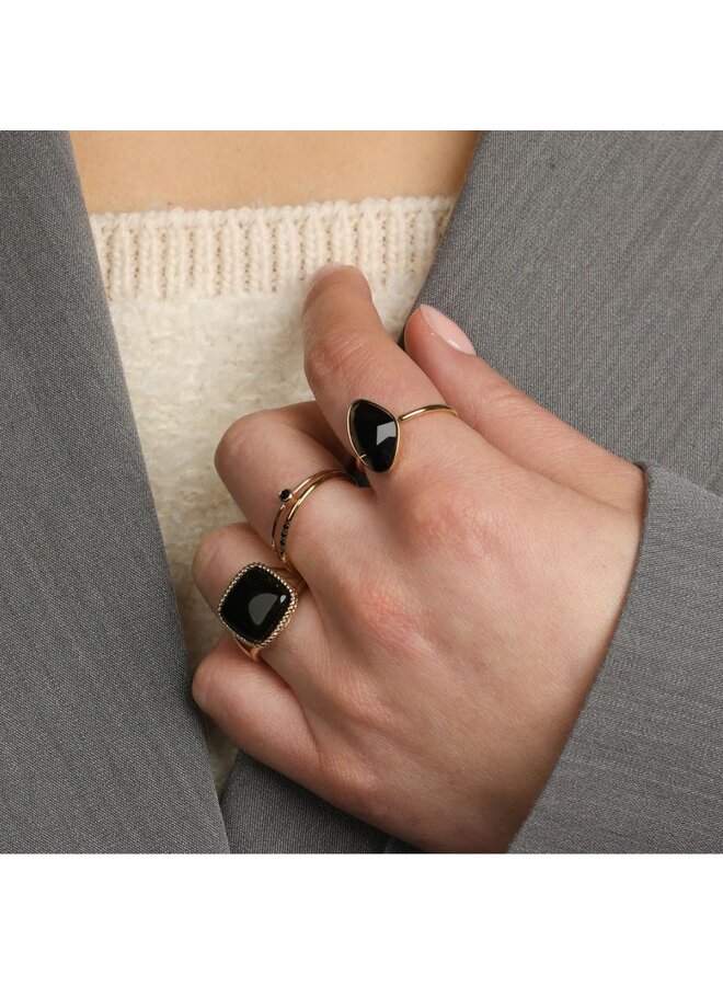 My Bendel gouden creatieve ring - onyx edelsteen