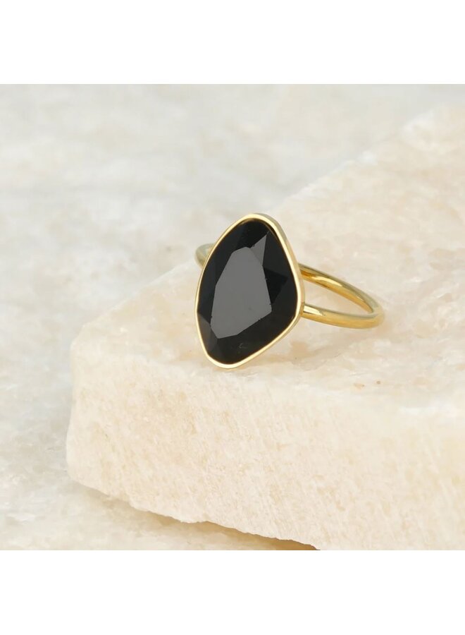 My Bendel gouden creatieve ring - onyx edelsteen