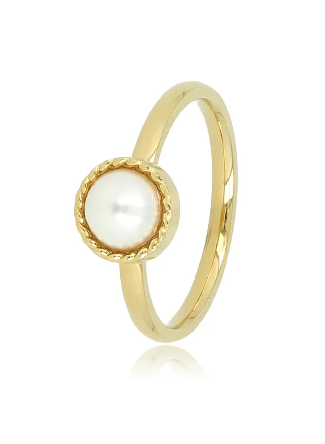 My Bendel gouden vintage ring - witte parel