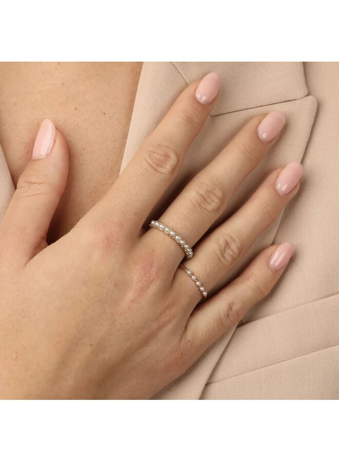 My Bendel gouden aanschuifring - witte parels