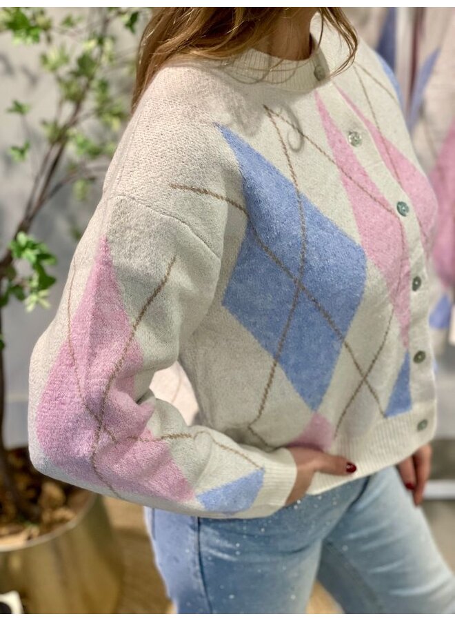 Geruit vest - off white