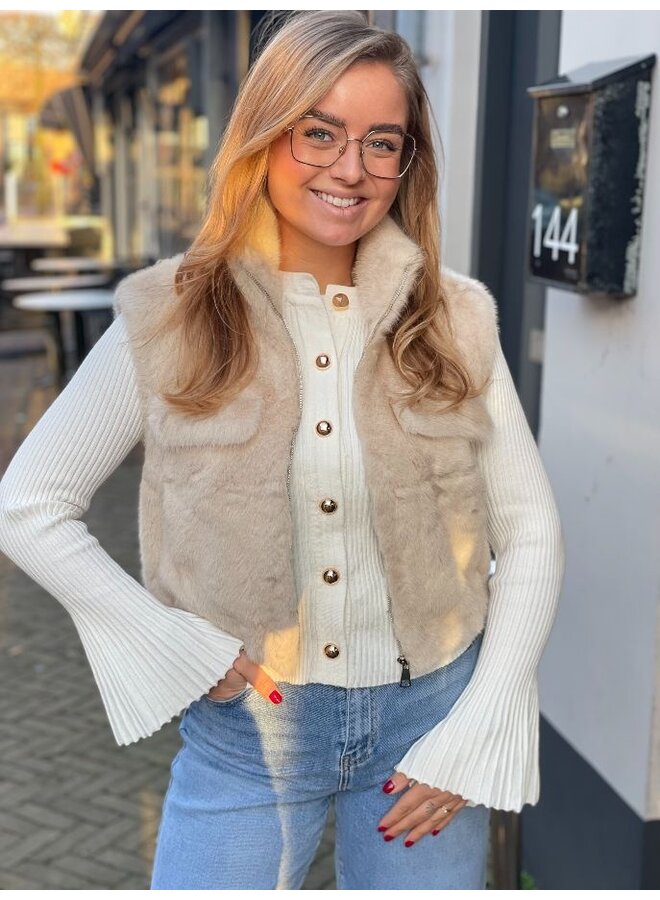 Fluffy gilet - off white