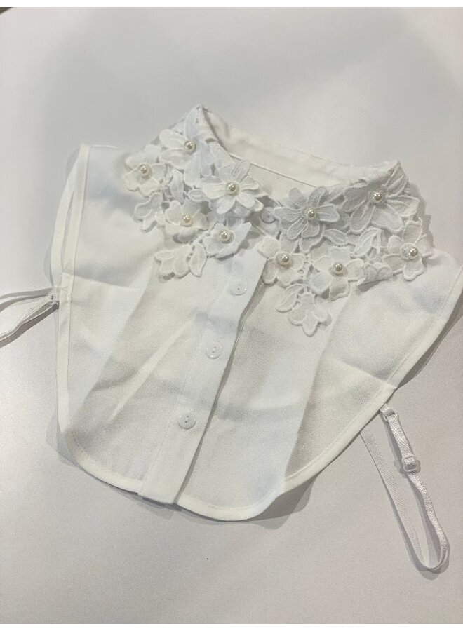 Elegante kraag met geborduurde bloemen en parels