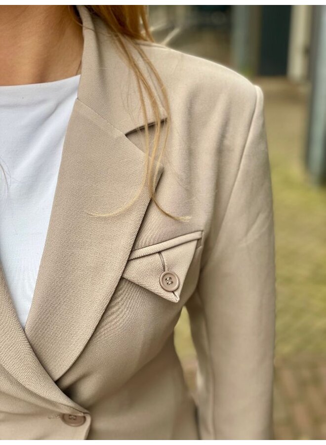 Getailleerde blazer - taupe