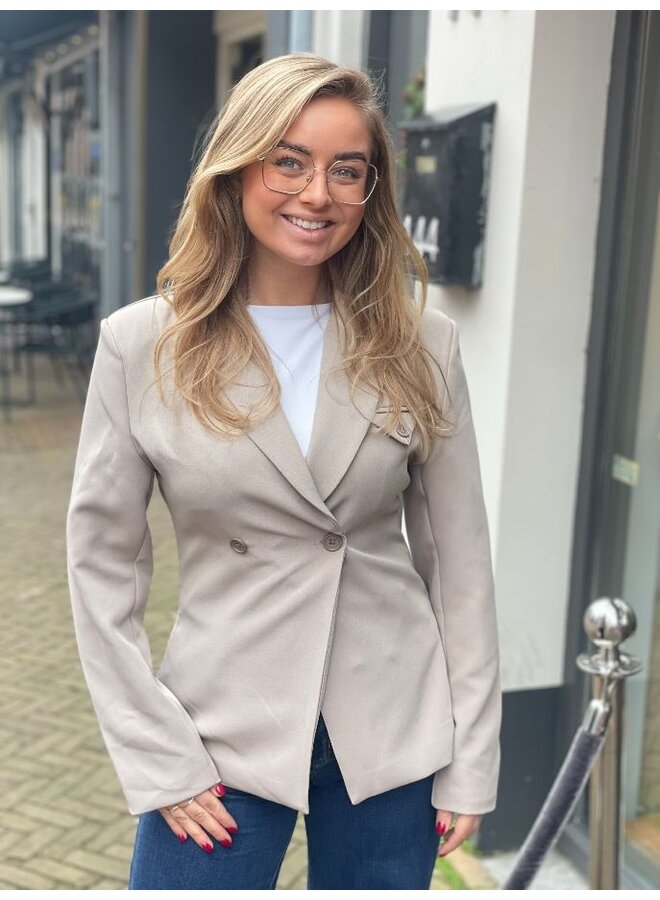 Getailleerde blazer - taupe