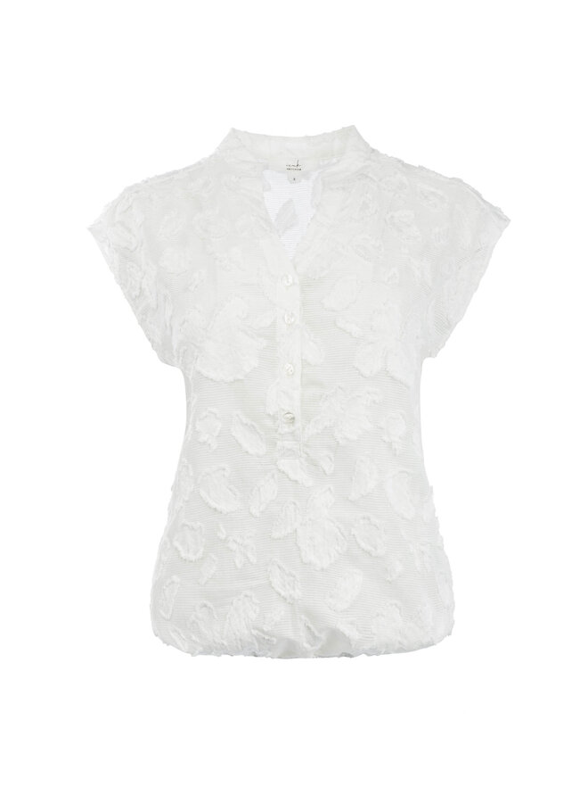 ICNK Amsterdam Cycrina raw edge jacquard blouse - off white