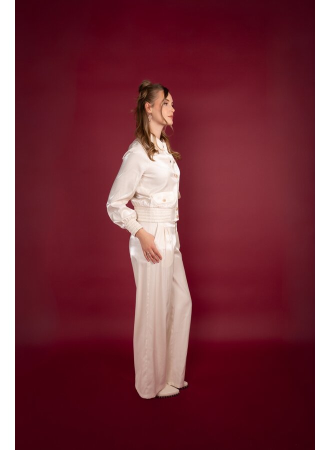 ICNK Amsterdam Nelia shiny satin jacket - off white