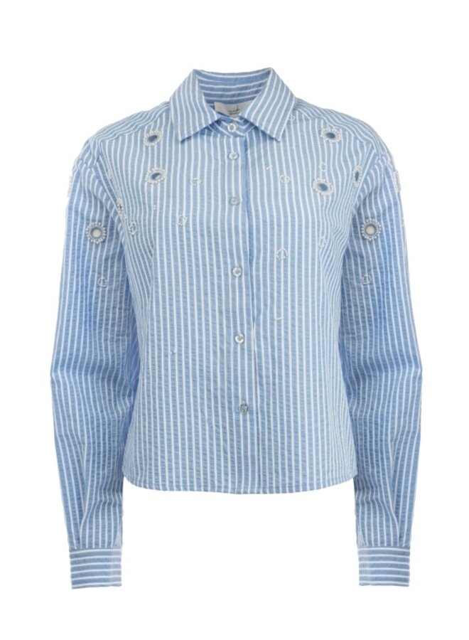 ICNK Amsterdam Nanou Seersucker blouse - blauw