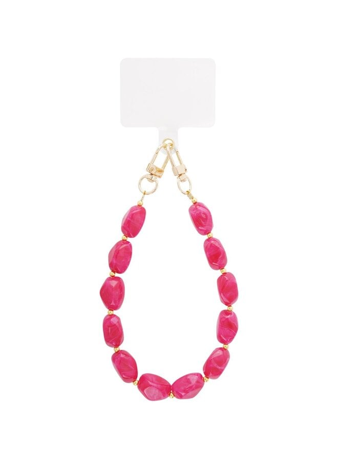 Telefoonkoord kralen - rozerood