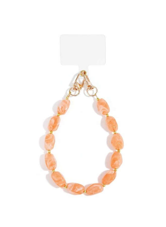 Telefoonkoord kralen - lichtoranje