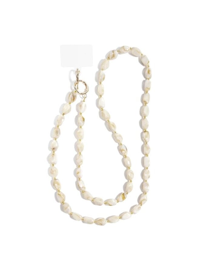Lang telefoonkoord acryl kralen - wit