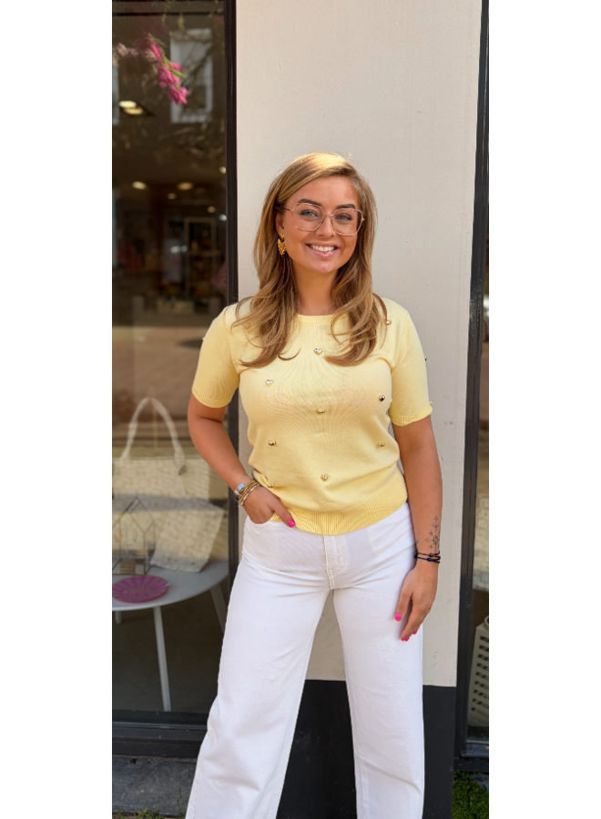 Clara top met gouden hartjes - geel