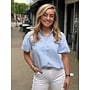 Gestreepte blauw witte glitter blouse