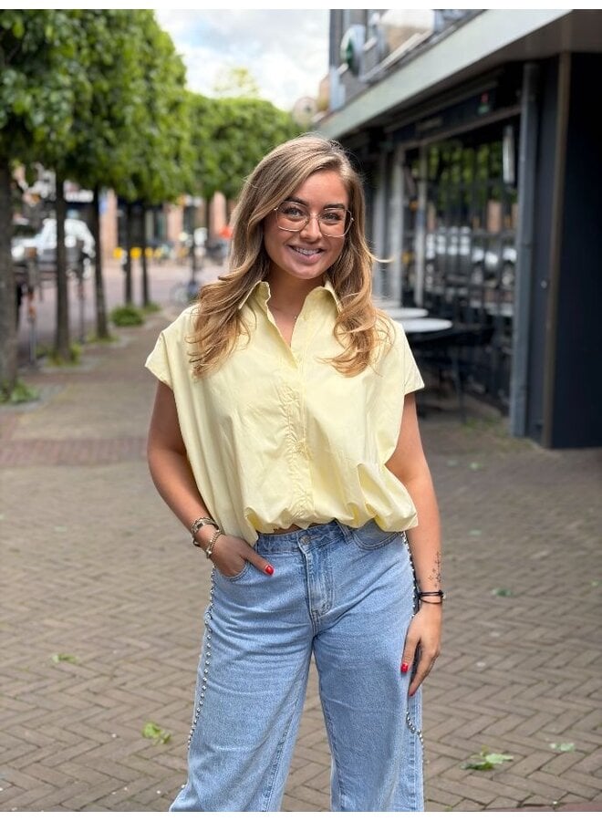 Katoenen ballon blouse - geel