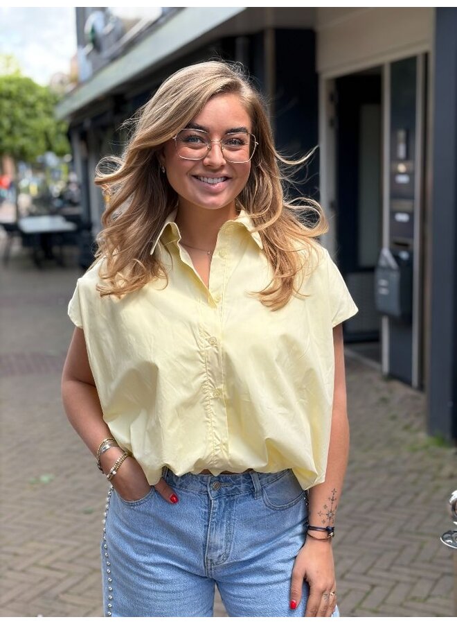 Katoenen ballon blouse - geel