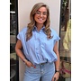Katoenen ballon blouse - lichtblauw