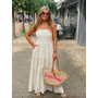 Strapless jurk - zand