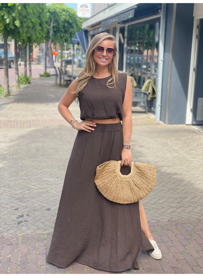 Lilly tweedelige set - donkerbruin