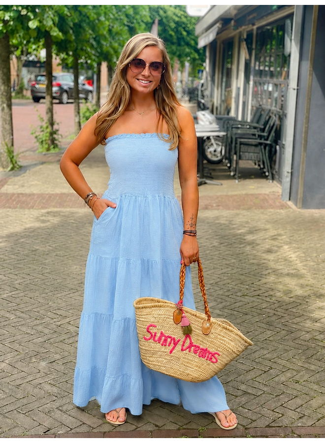 Strapless jurk - lichtblauw