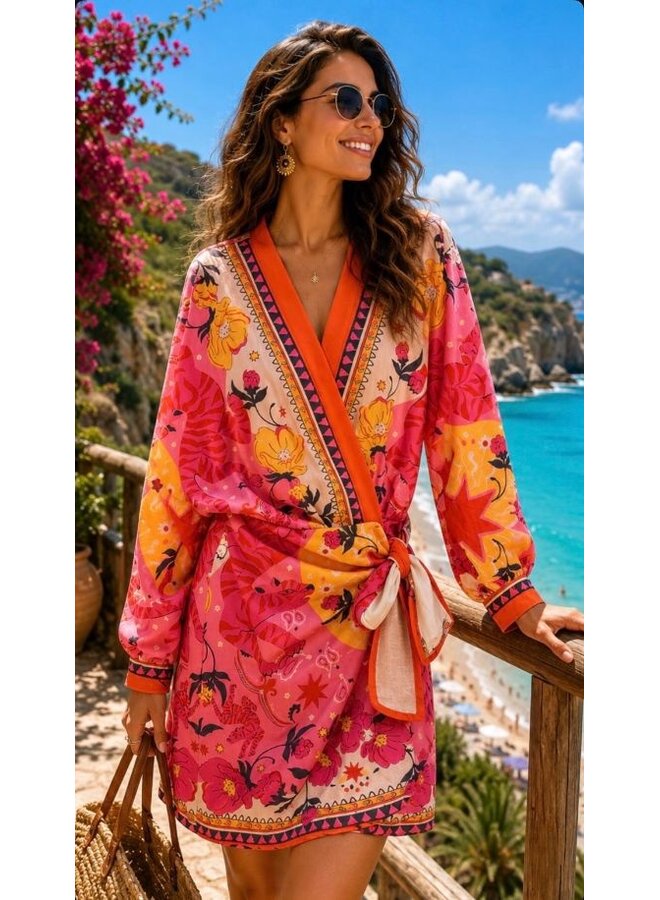 Island wikkeljurk - oranje/rood/roze