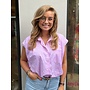 Katoenen streepblouse - roze/wit