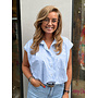 Katoenen streepblouse - blauw/wit