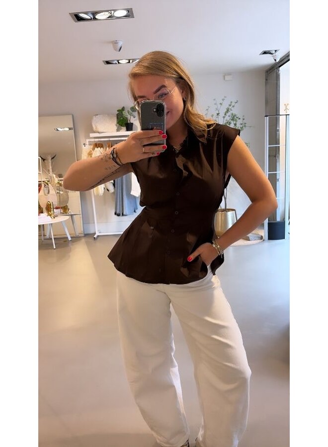 Office blouse - donkerbruin
