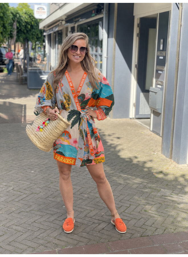 Island wikkeljurk - oranje/blauw
