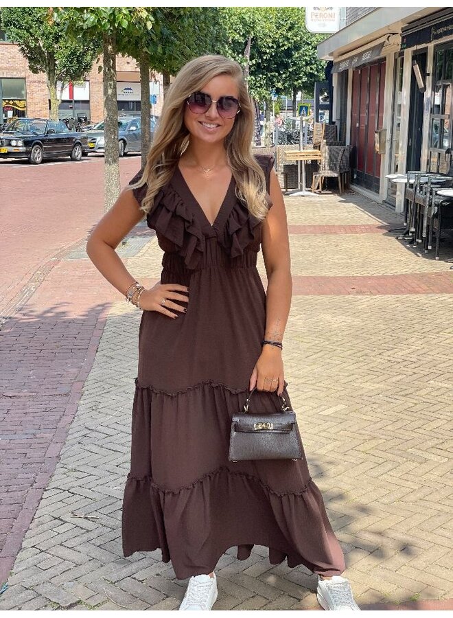 Boho maxi dress - donkerbruin