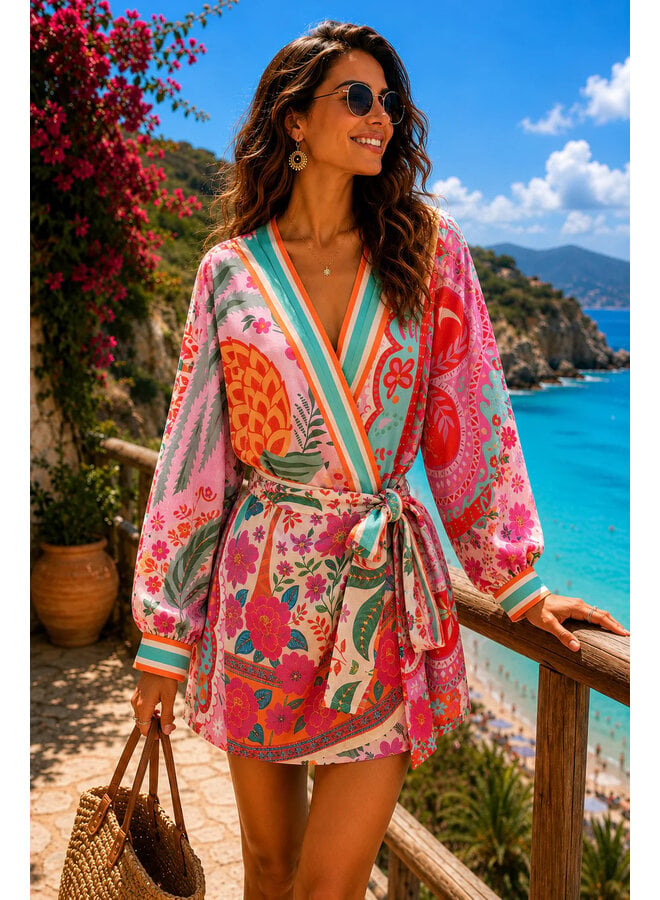 Island wikkeljurk - roze/turquoise