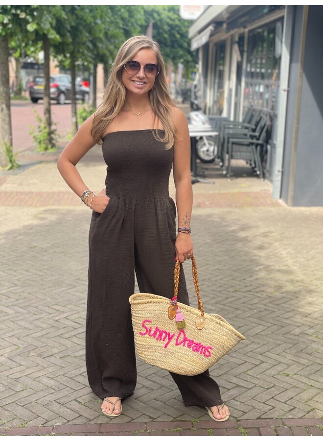 Strapless jumpsuit - donkerbruin