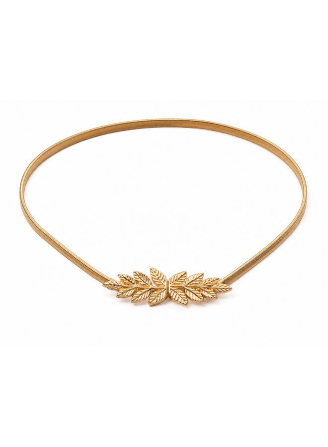 Metalen luxe riem met veertjes - goud