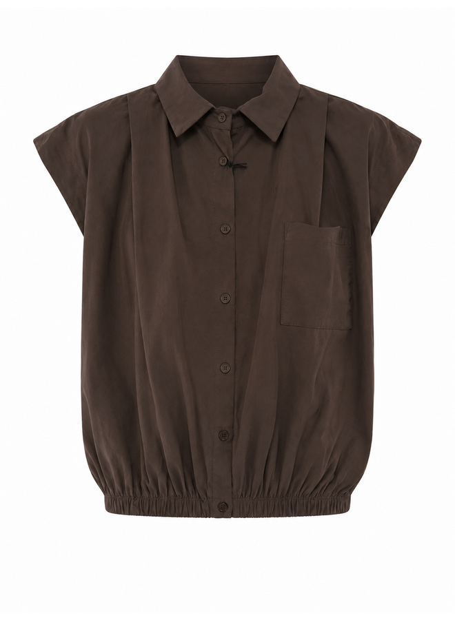 Ballon blouse - donkerbruin