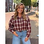 Geruite cropped blouse - bordeaux