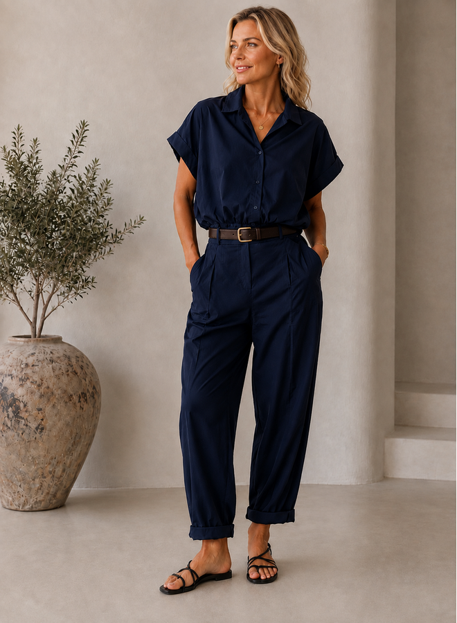 Ballon blouse - donkerblauw
