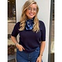 Emma knitted short sleeve trui - donkerblauw