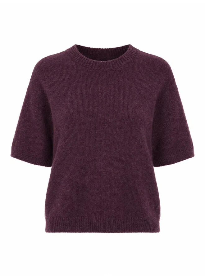 Emma knitted short sleeve trui - plum
