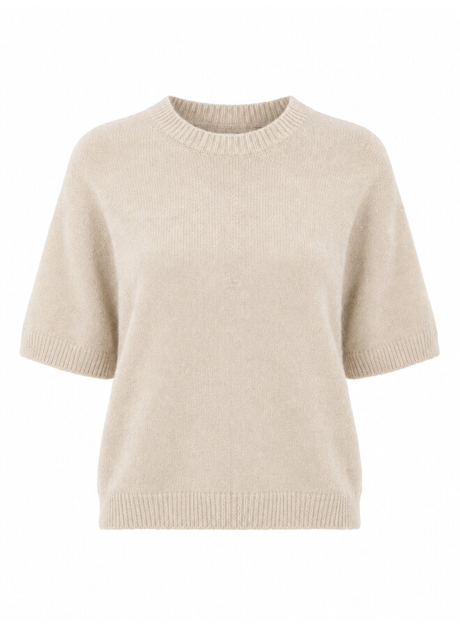 Emma knitted short sleeve trui - beige