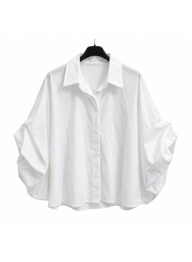 Katoenen blouse met ballonmouw - wit