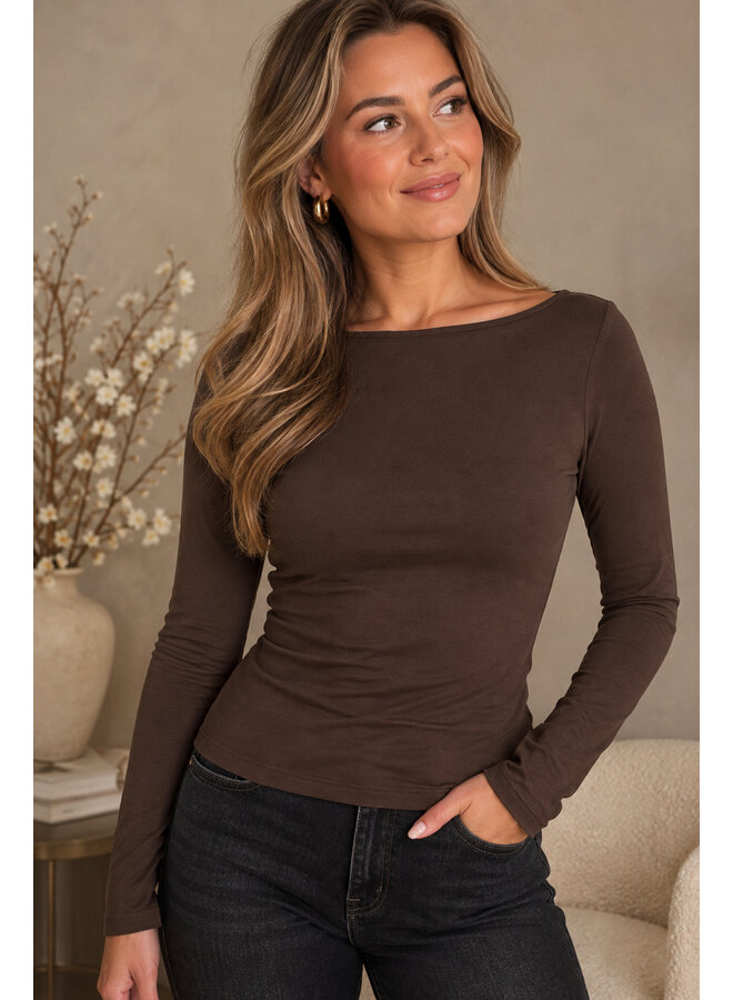 Cashmere top - donkerbruin