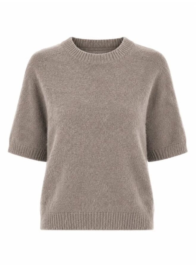 Emma knitted short sleeve trui - taupe