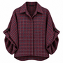 Geruite blouse met ballonmouw - bordeaux