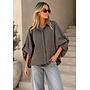 Geruite blouse met ballonmouw - bruin